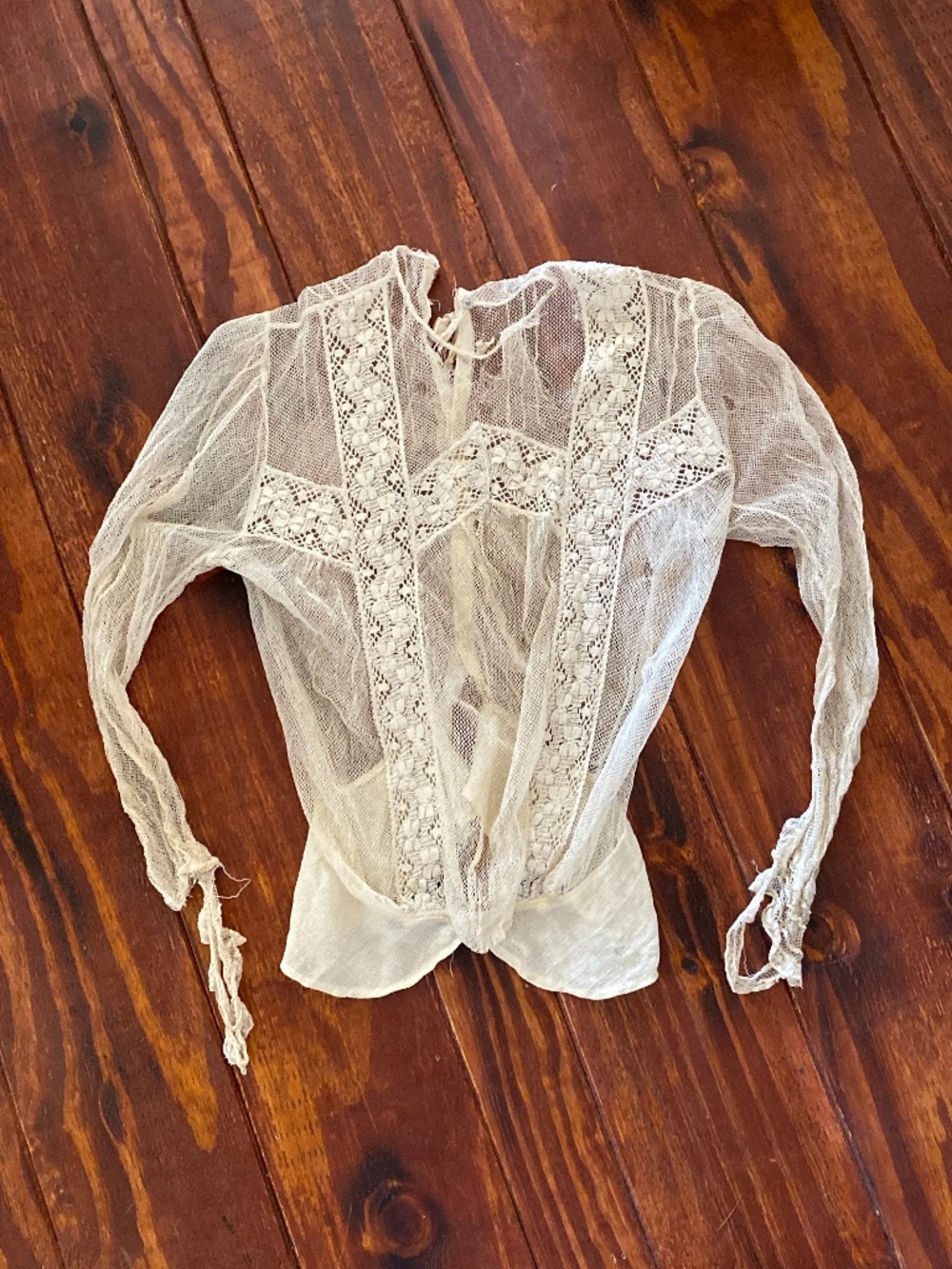 DAMAGED Antique Victorian Lace Blouse - 1900s Handmade Bodice - For Study
